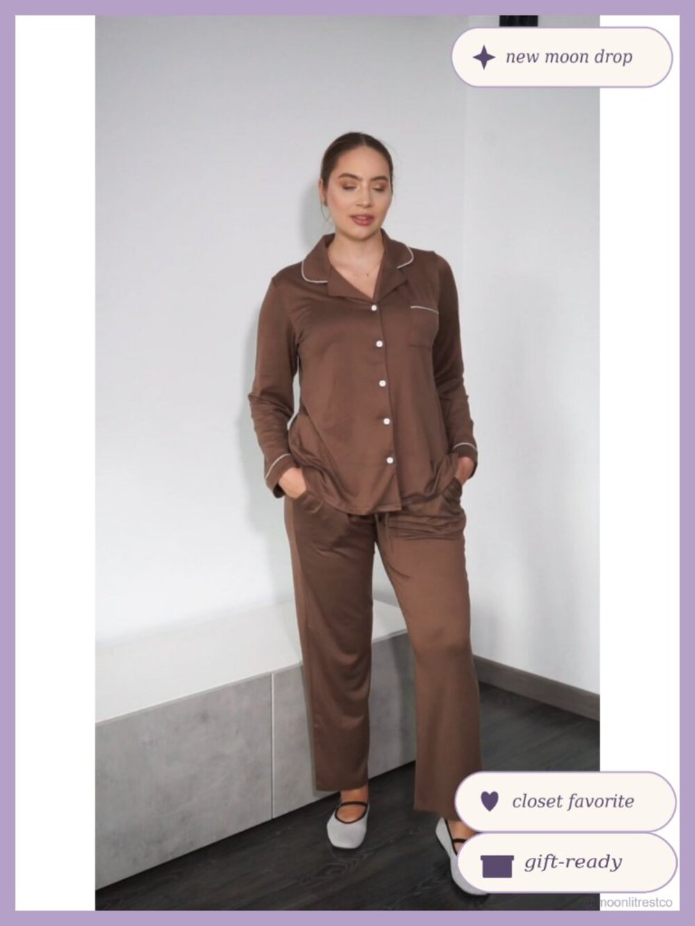 Ekouaer Women's Button Up Pajama Set Long Sleeve Pjs with Pockets - Picture 6 of 6